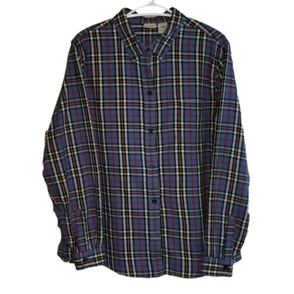L.L. Bean Plaid Long Sleeve Flannel Button Down Label XL OKWFS